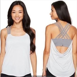 EUC PRANA Waterfall Tank Small Attached Bra Gray Workout Gym Athlete Athletic